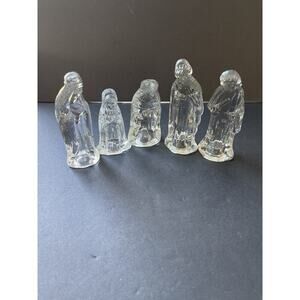 Vtg. Christmas Glass Nativity Scene Holy Family Tabletop Nativity Vintage Clear